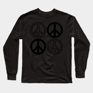 Gold and Black Peace Signs Pattern Long Sleeve T-Shirt